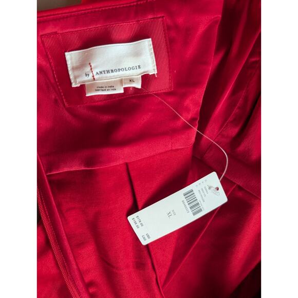 NWT By Anthropologie Sleeveless Foldover Knee-Length Dress Size XL Red MB435 - Picture 7 of 9